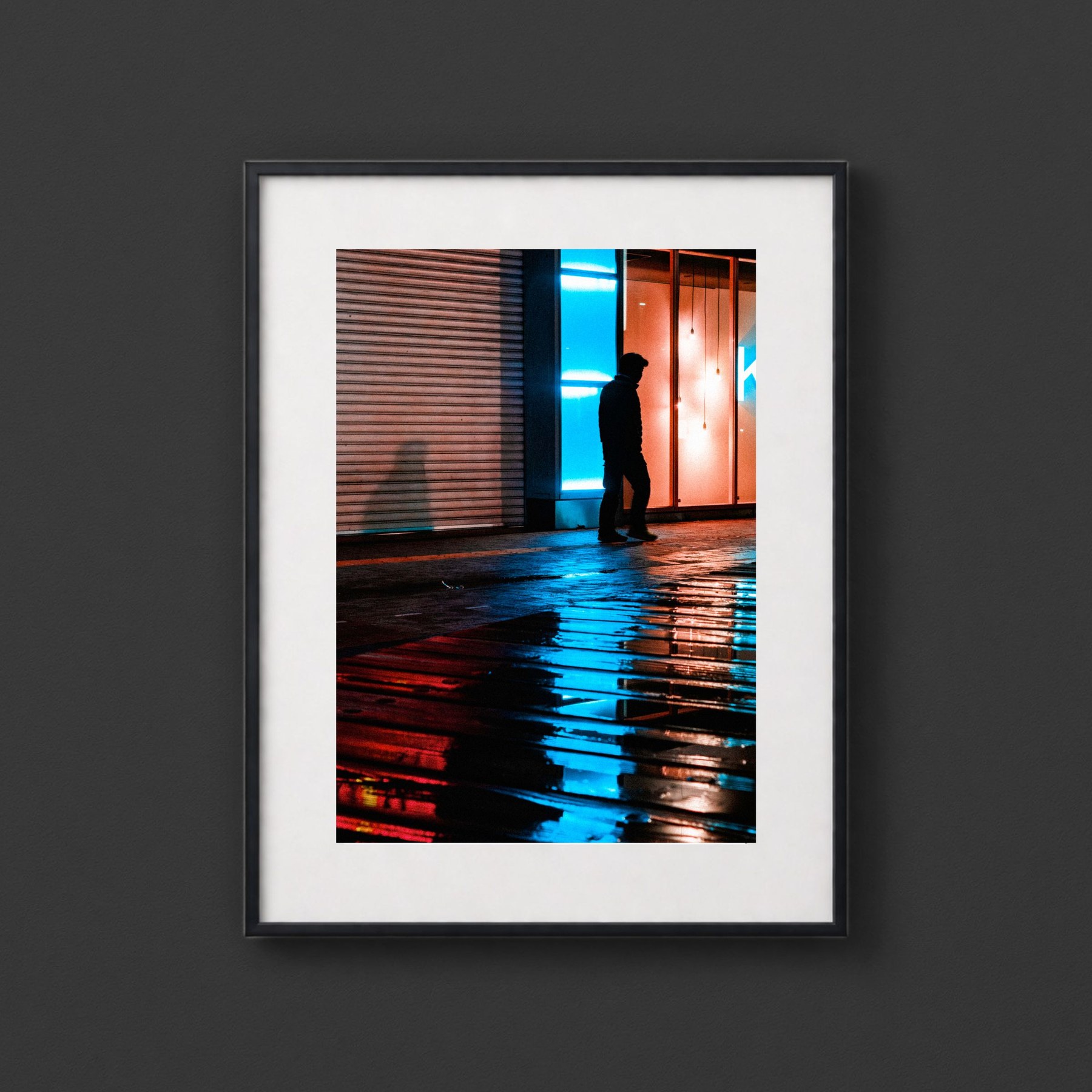 After the Rain. shown in a black frame against a grey wall.